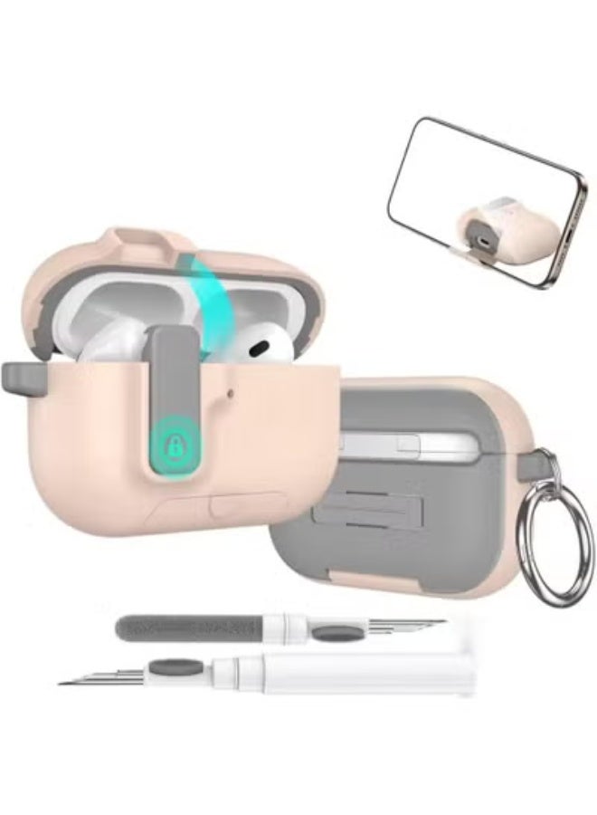 فكرة حافظة قابلة للقفل لـ Apple Airpods Pro 3 (2025)، حماية متينة مع قفل آمن لـ Airpods Pro 3 من الجيل الثالث مع مجموعة أدوات تنظيف (وردي، AirPods Pro 3 (2025)) - Image 1
